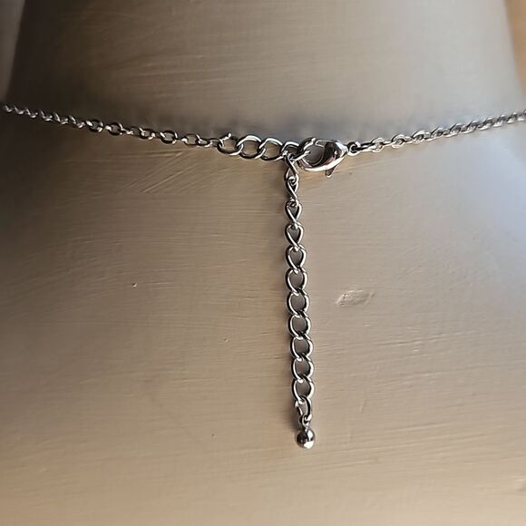 Dramatic Rhinestone Drop Pendant Necklace - Silver - Picture 5 of 7